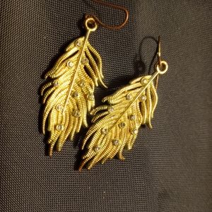 Pair of earrings feathers with small stones